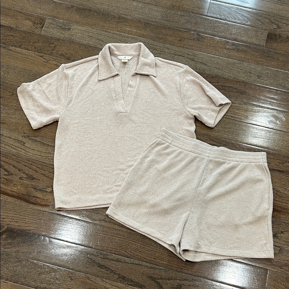 H&M Light Gray Knit Top and Shorts Set